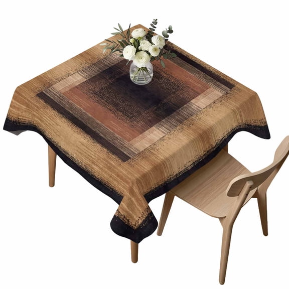 Abstract Art Square Tablecloth Brown and Black Mottled Texture Geometric Plaid Waterproof Wrinkle Free Soft Table Cloth Spill-Proof Washable Table Cover for Dining Party Picnic 54 x 54 Inch