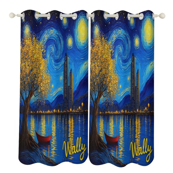 Abstract Art Starry Sky 2 Panels Blackout Curtains for Bedroom Living Room Drapes Kitchen Room Window Curtain Grommet