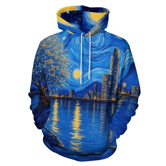 Abstract Art Starry Sky Men's Women Vintage 3D Hooded Sweatshirt - All-Season Loose Fit Streetwear