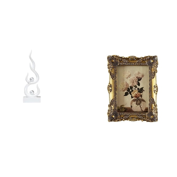 Abstract Art Statue Fire Ornament Picture Frame Resin Construction for Home Tabletop Bedroom Study Decor