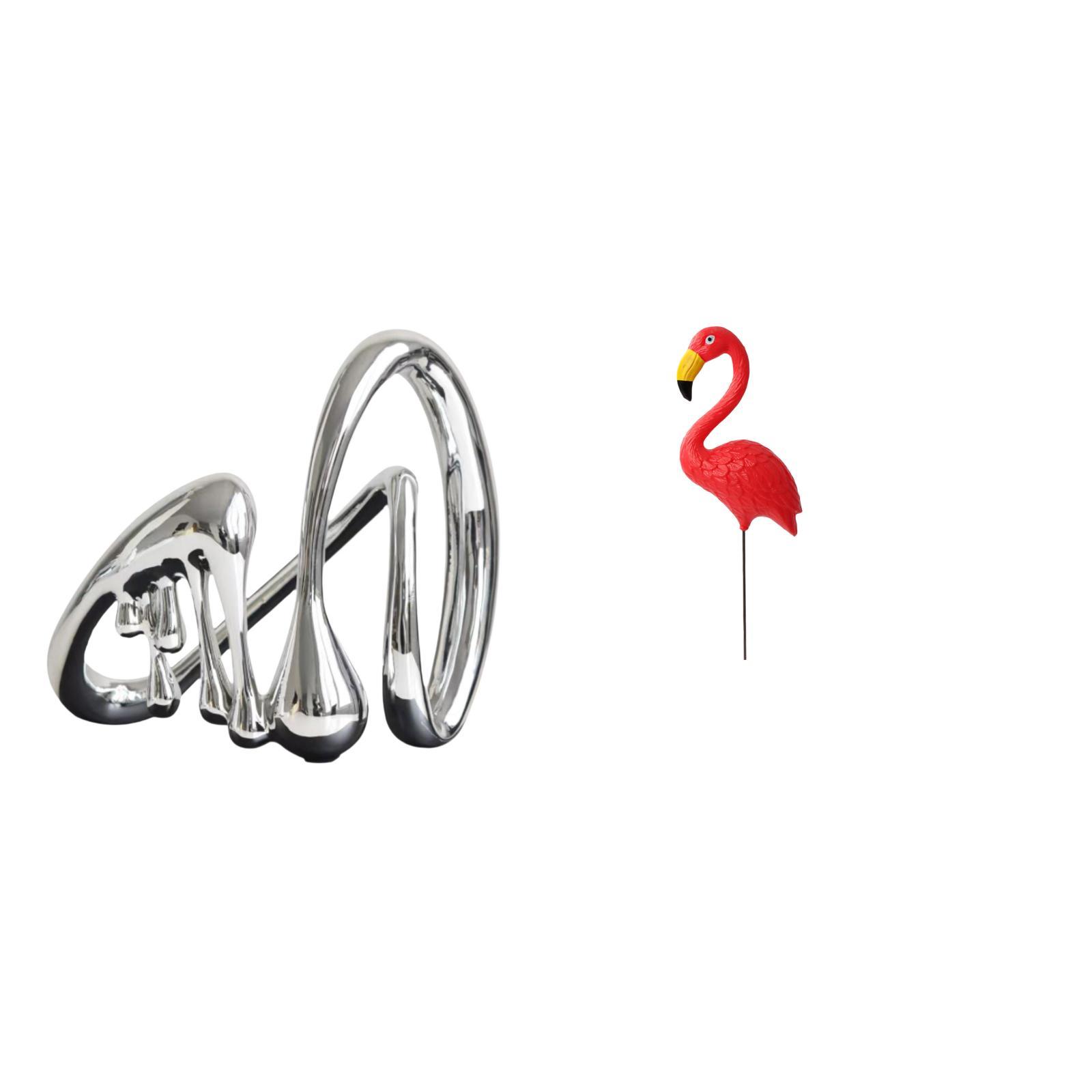 Abstract Art Statue Flamingo Garden Stake Resin Craftwork for Yard Shelf Living Room Display