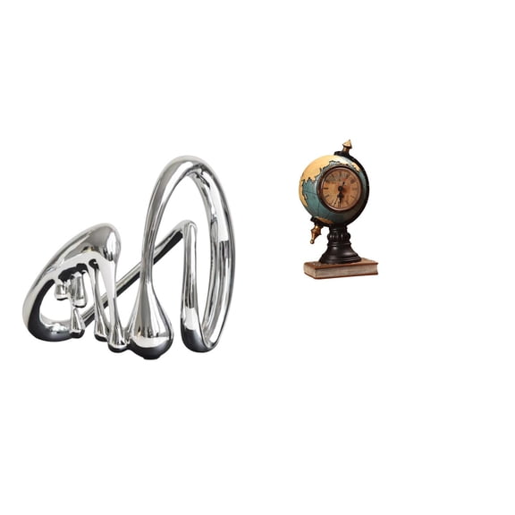 Abstract Art Statue Globe Sculpture Resin Table Clock Ornament for Office Desk Bookshelf Home Decor