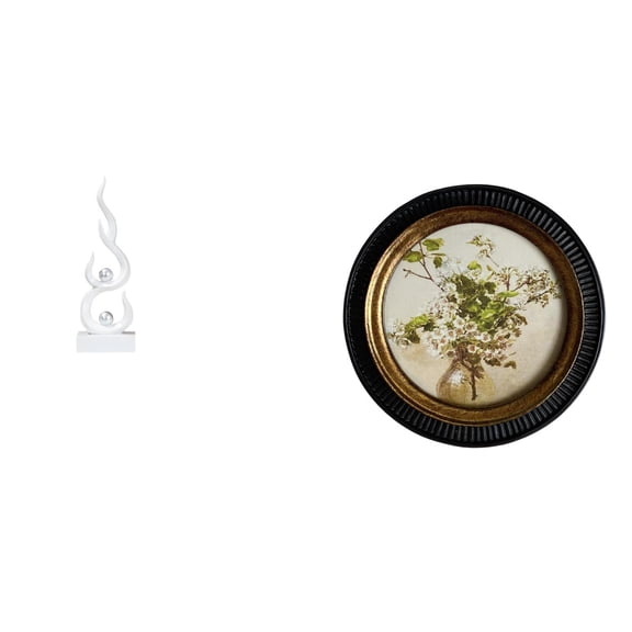 Abstract Art Statue Home Decor Ornament Resin Flame Craft European Retro Round Frame for Desk Office Bedroom Display