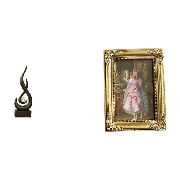 Abstract Art Statue Modern Fire Sculpture Photo Frame Resin Construction for Office Bedroom Living Room Display