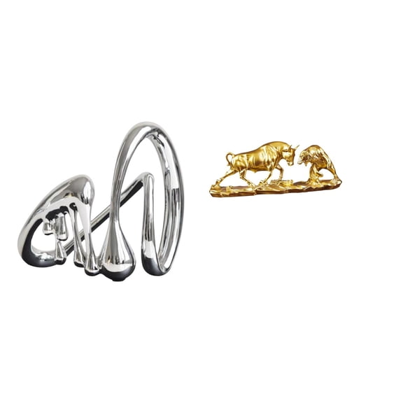 Abstract Art Statue Resin Sculpture Bull Bear Cow Unique Tabletop Decor for Living Room Office Desktop