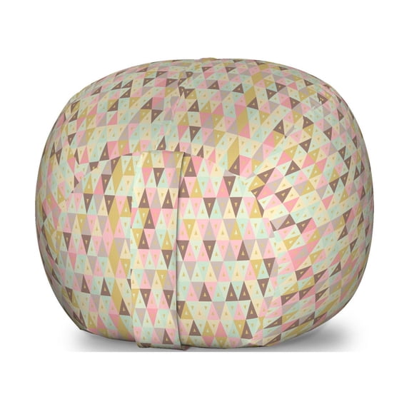 Abstract Art Storage Toy Bag Chair, Geometric Theme Colorful Concentric Triangles Pattern in Recurring Design, Stuffed Animal Organizer Washable Bag, Large Size, Multicolor, by Ambesonne