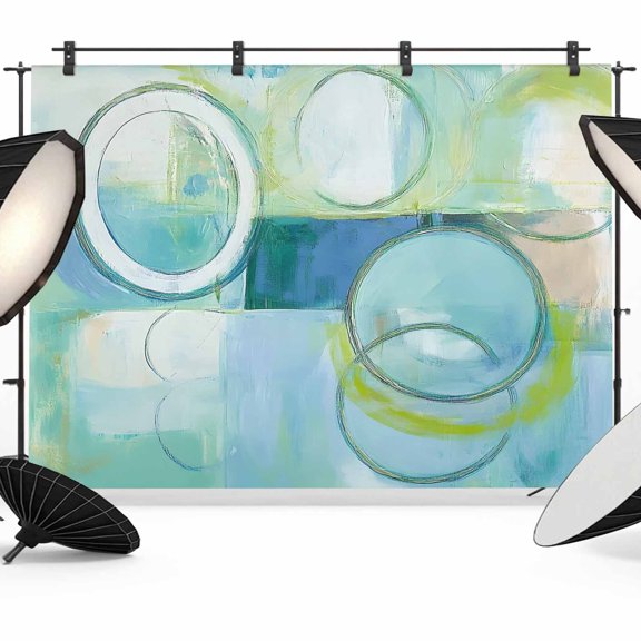 Abstract Art Street Art Circle Teal Retro Backdrop for Photography, Photo Backdrop Portrait Background Party Banner Photo Backgrounds for Studio Booth Props, 8x6ft
