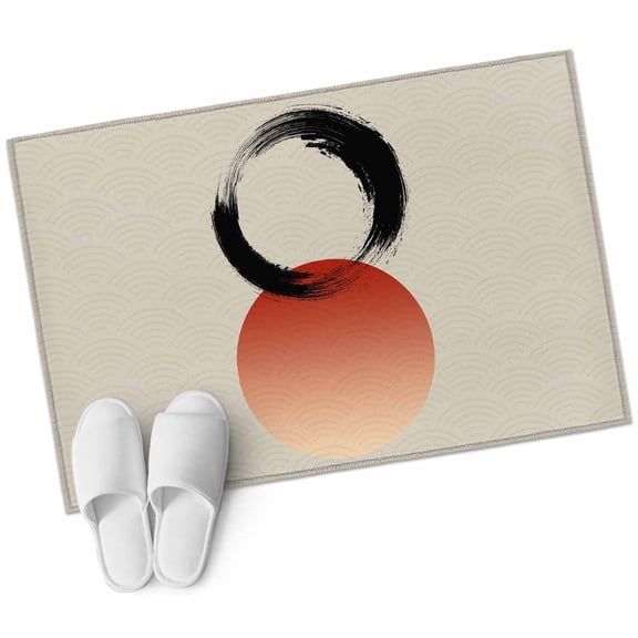 Abstract Art Sun Area Rugs Collection 2'x3', Modern Art Orange Round Rustic Non Slip Indoor Rectangle Throw Runner Rug Floor Mat Carpet for Living Room Dining Table Bedroom Nursery