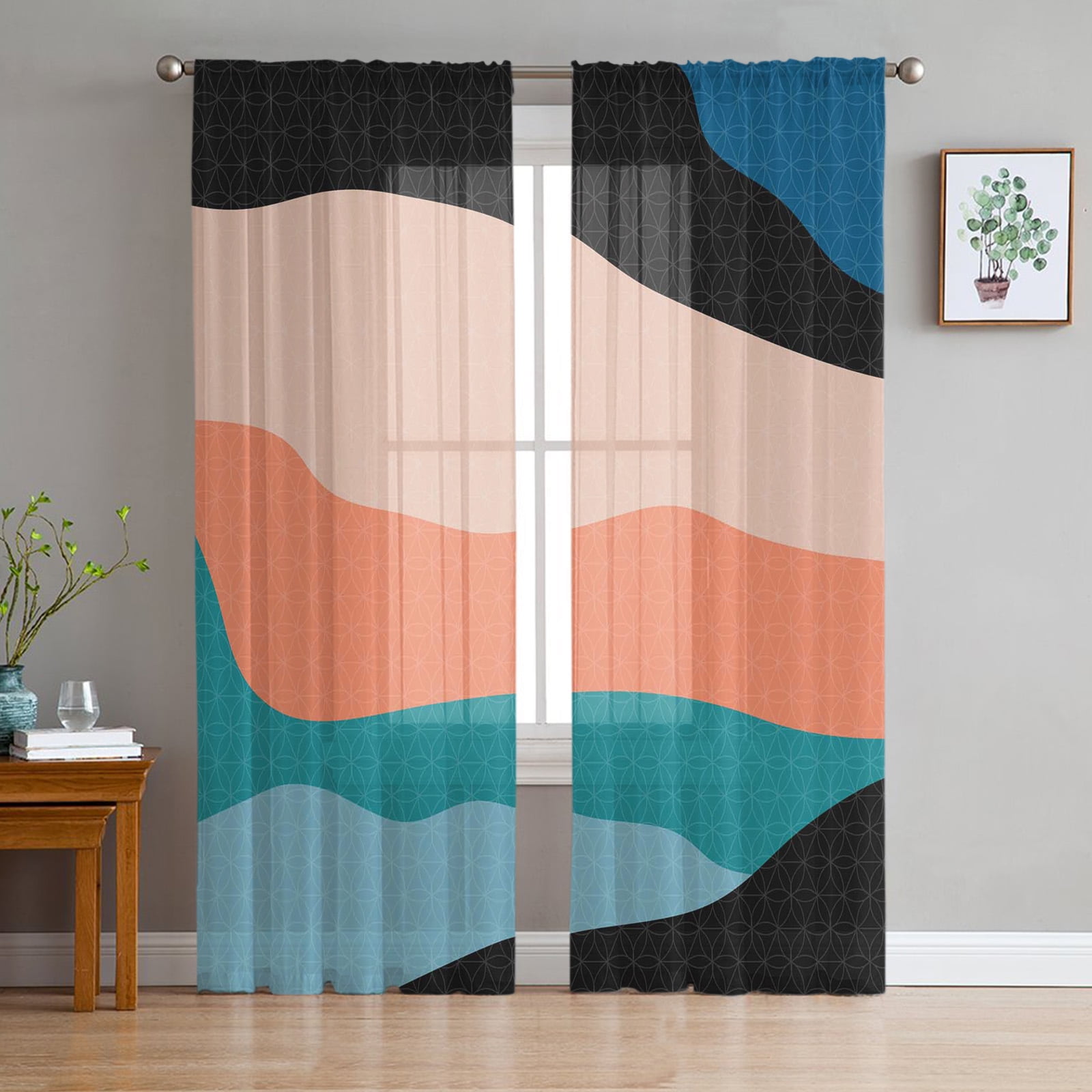 Abstract Art Sun Lines Curtains For Living Room Luxury Baby Bedroom