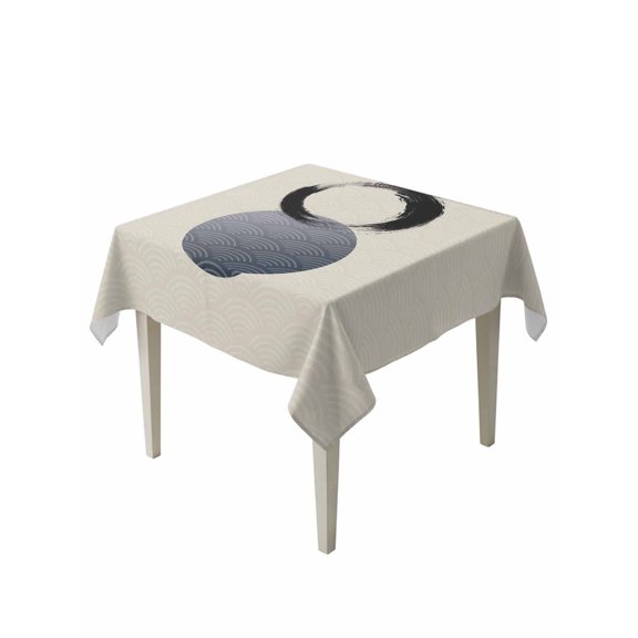 Abstract Art Sun Table Cloth, Waterproof Tablecloth for Square Tables, Modern Art Black Round Rustic Reusable Washable Fabric Table Cover for Restaurant Kitchen Dining Tables 54"x54"