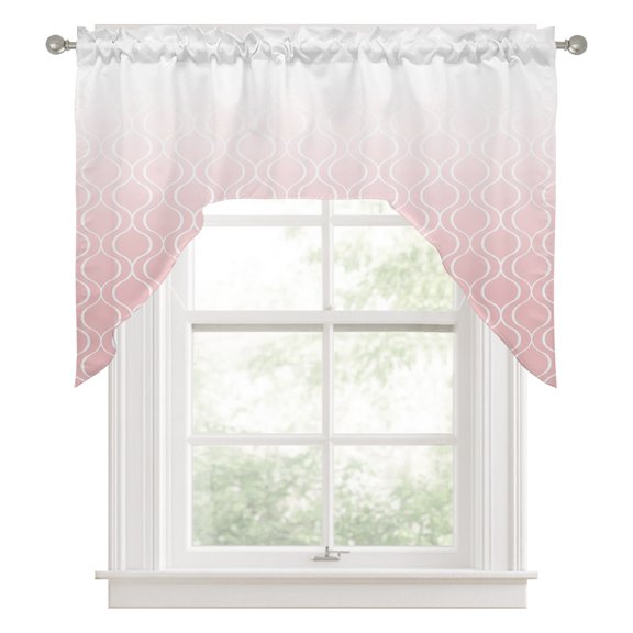 Abstract Art Swag Valance for Windows, Classic Pink Line Gradient Texture Swag Curtains Valances for Small Window Treatment Rod Pocket for Kitchen Bathroom 1 Panel 56x36in
