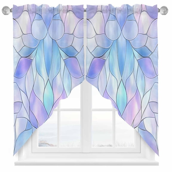 Abstract Art Swag Valances for Windows 2 Pack Gradient Stained Glass Fragments Modern Swag Kitchen Curtains 36 Inches Long Rod Pocket Short Window Treatment for Kitchen Bathroom 28"x36"