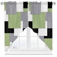 thumbnail image 1 of Abstract Art Swag Valances for Windows 2 Pack Green Black Gray Splice Swag Kitchen Curtains 45 Inches Long Rod Pocket Short Window Treatment for Kitchen Bathroom 36"x45", 1 of 8