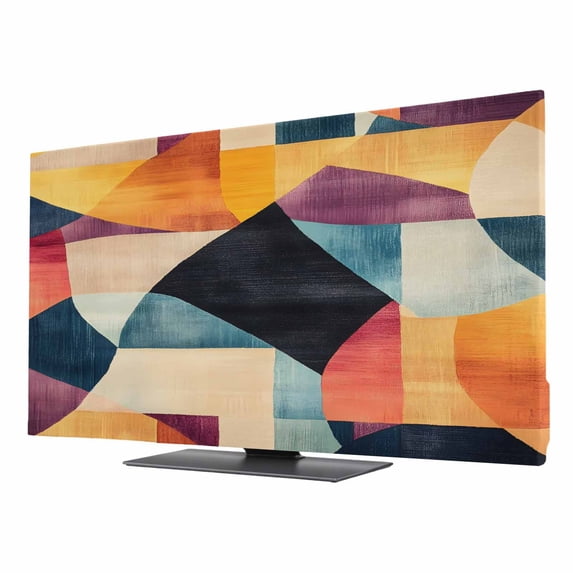 Abstract Art TV Dust Cover 24 Inch, Colorful Geometric Color Block ...
