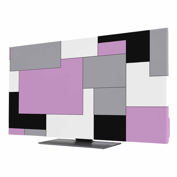 Abstract Art TV Dust Cover 43 Inch, Patchwork Pink Black and Grey ...