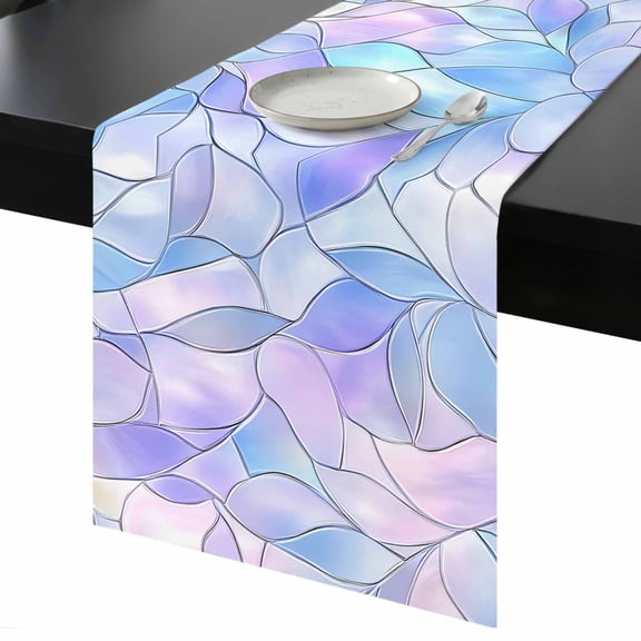 Abstract Art Table Runner 13x36 Inch Gradient Stained Glass Fragments Modern Table Runner Non-Slip Dresser Scarves for Holiday Decorations, Party, Dinner and Gatherings, 1 Pack