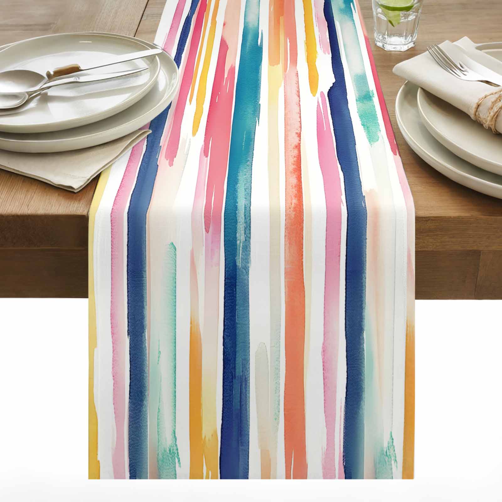 Abstract Art Table Runner 13x36 inch Color Ripple Impressionist ...