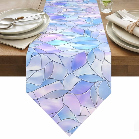 Abstract Art Table Runner 60 Inches Long Gradient Stained Glass Fragments Modern Table Runners for Dining Room Tabletop Dresser Scarf Home Party Banquet Wedding Holiday Decoration