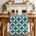 thumbnail image 1 of Abstract Art Table Runner, Geometric Medieval Circular Modules Teal Green Cotton Linen Kitchen Table Decoration Washable Dining Tabletop Runners for Home Party Decor 13x120 Inches, 1 of 9