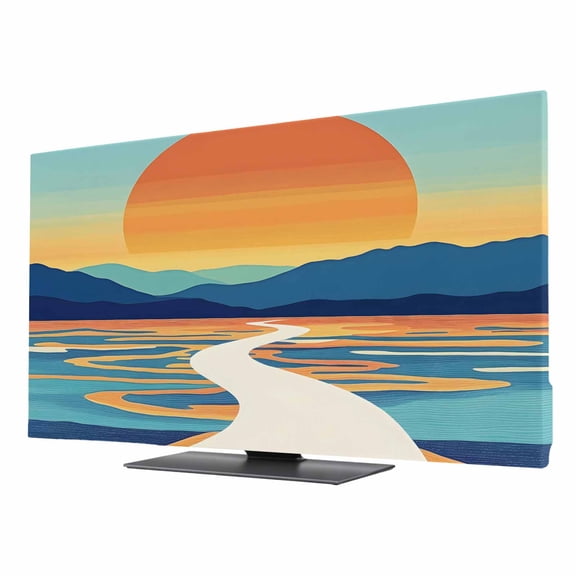 Abstract Art Texture Art Sun TV Dust Cover 24 Inch, Computer Monitor Cover Dustproof Stretchable Indoor TV Screen Protector for LED LCD Universal Monitors
