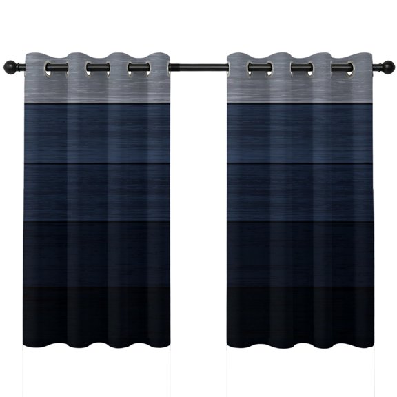 Abstract Art Thermal Blackout Curtains for Bedroom 52"W x 54"L Gradient Gray Navy Wood Grain Vintage Grommet Privacy Curtain 2 Panels, Room Darkening Drapes for Living Room