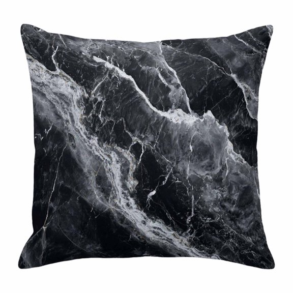 Abstract Art Throw Pillow Cover Dark Gray Marble Texture Modern Simple Cotton Linen Cushion Cover Throw Pillow Case with Invisible Zipper for Couch Sofa Bed Chair Car 18x18 Inch