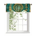 thumbnail image 1 of Abstract Art Tie Up Valances Curtain, Adjustable Kitchen Teal Yellow Tie-Dye Art Ethnic Style Geometric Valances for Windows Decor, Rod Pocket Short Curtains Set for Bedroom/Bathroom, 54"x18", 1 of 8