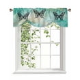 thumbnail image 1 of Abstract Art Tie Up Valances Curtain, Black White Butterfly Wings Turquoise Gradient Kitchen Valances for Windows Decor, Rod Pocket Short Curtains Set for Bedroom/Bathroom, 42"x18", 1 of 9