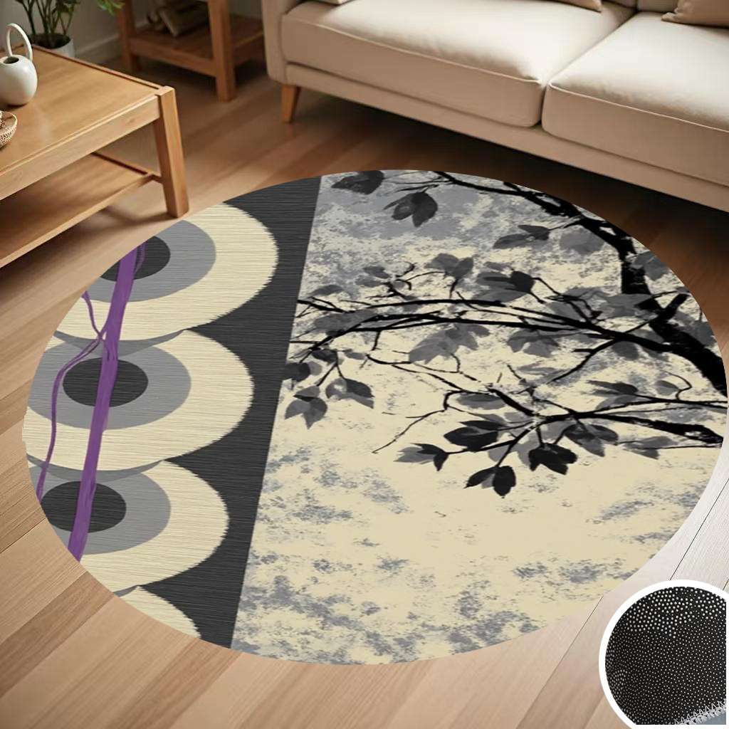 Mat Rug Circle Abstract Art Tree Circles Design Round Carpet Living Room Bedroom Home ...
