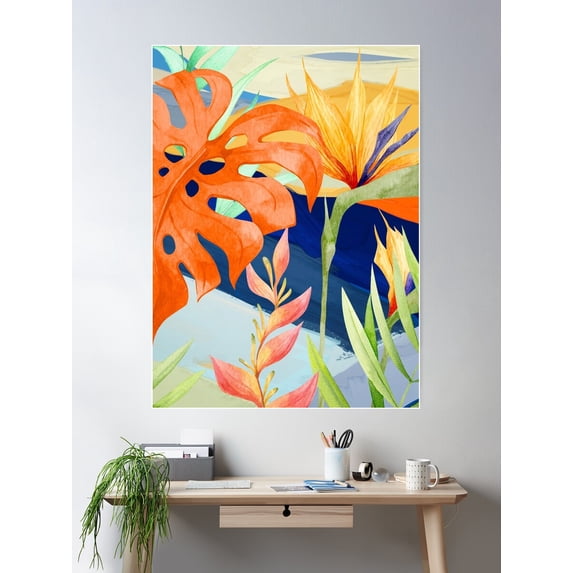 Abstract Art Tropical Garden 19 Poster Wall Art, Modern Wall Decor For Living Room Bedroom, 12x18 UNFRAMED