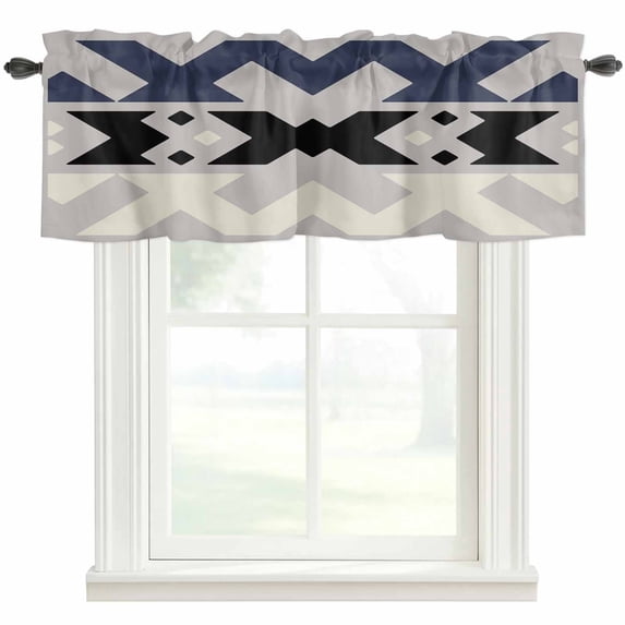 Abstract Art Valances for Windows Blue Black Beige Line Simple Gray ...