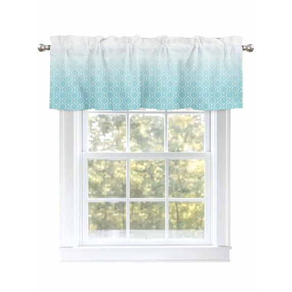 Abstract Art Valances for Windows Classic Blue Line Gradient Modern Rod Pocket Curtains Valance Short Window Treatment Drapes for Living Room, Bedroom Bathroom 60" W x 18" L