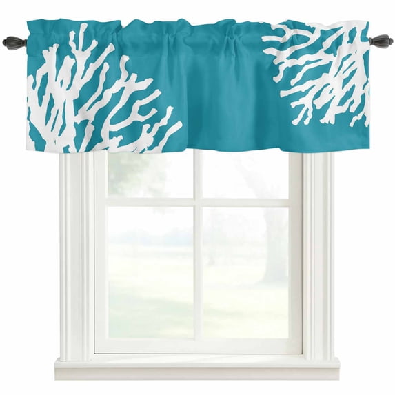 Abstract Art Valances for Windows Coral Blue Background Modern Simple ...