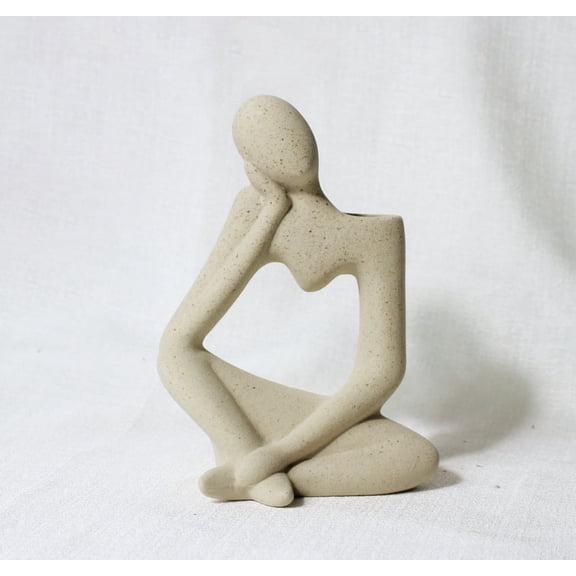 Abstract Art Vase Ornamentfor Elegant Home and Office Decor - Perfect for TV Cabinet, Porch, Bookshelf, Living Room, and Entryway - Ideal Tabletop Accent for ChristmasBeige