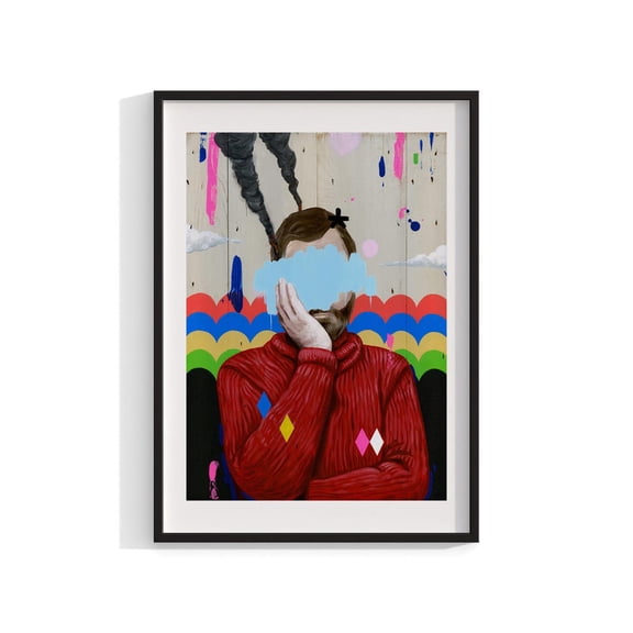 Abstract Art Wall Art Sad Face Print Modern Home Decor, Unframed Paper Print
