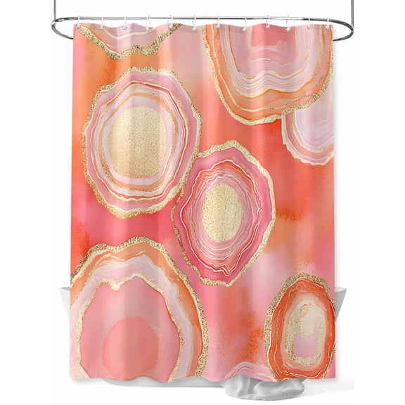 Abstract Art Water Ripple Shower Curtain, Pink Marble Pattern Waterproof Shower Curtain Set with 12 Hooks Lightweight Washable Fabric Shower Curtains for Bathroom 72x72 Inches