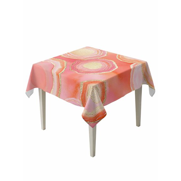 Abstract Art Water Ripple Table Cloth 54x54 Inch Square, Pink Marble Pattern Waterproof Tablecloth Washable Table Cover for Party Picnic Dinner Decor