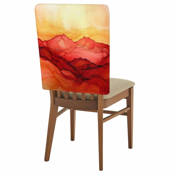 Abstract Art Watercolor Red Sunshine Chair Back Covers Set of 1, Stretch Dining Chair Back Slipcovers Removable Seat Cover for Kitchen Restaurant Hotel Cafe