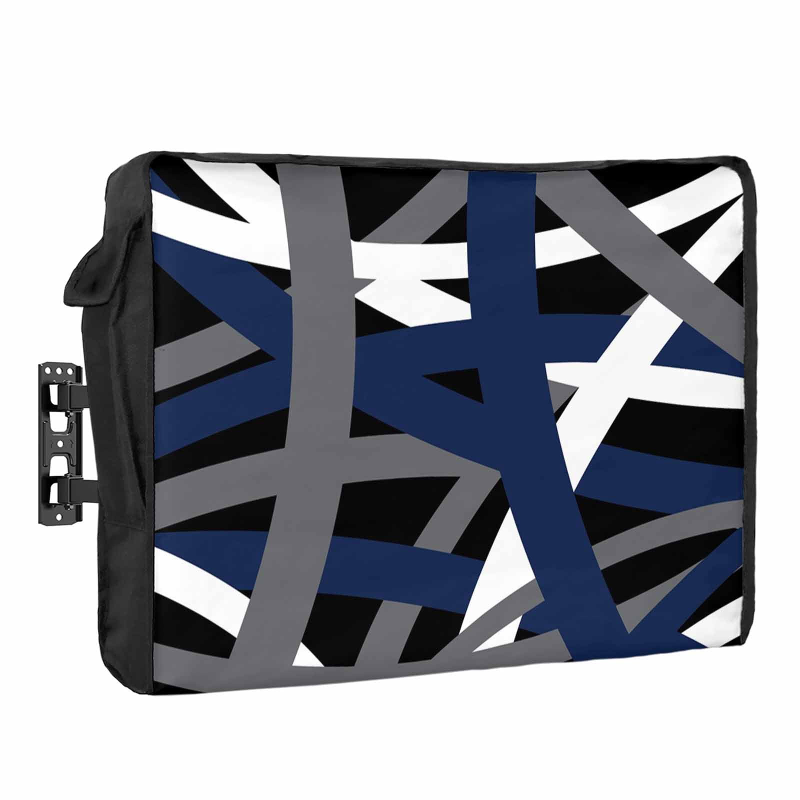 Abstract Art Waterproof Outdoor TV Cover, Blue White Black Gray Line ...