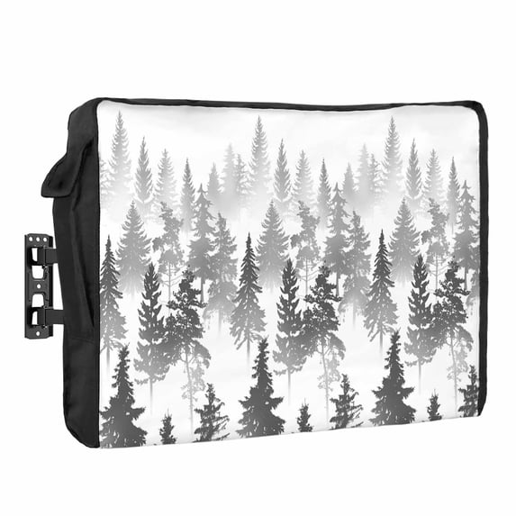 Abstract Art Waterproof Outdoor TV Cover, Silhouette Gray Forest ...
