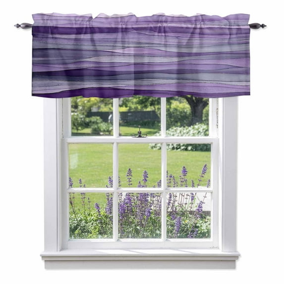 Abstract Art Wave Valance Curtain Watercolor Purple Window Valances Rod Pocket Short Curtains Window Treatments for Kitchen Bedroom Bathroom Laundry 60" x 18"