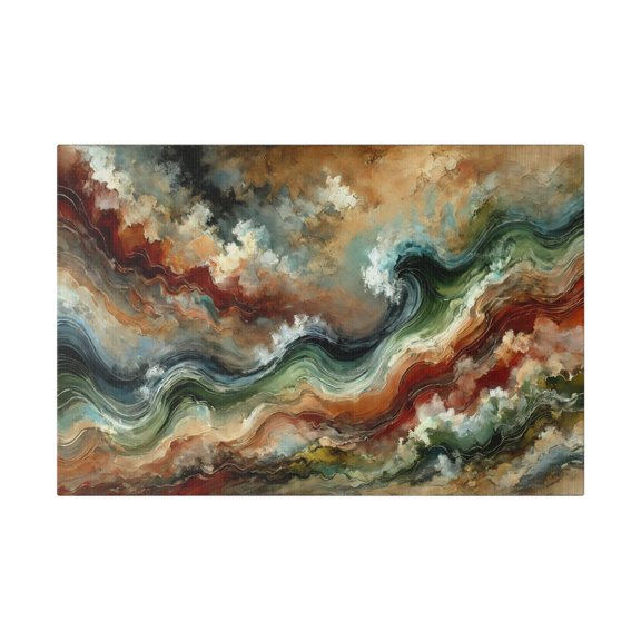 Abstract Art Waves - Canvas Ready to Hang! Wall Art Decor, Earth Tones