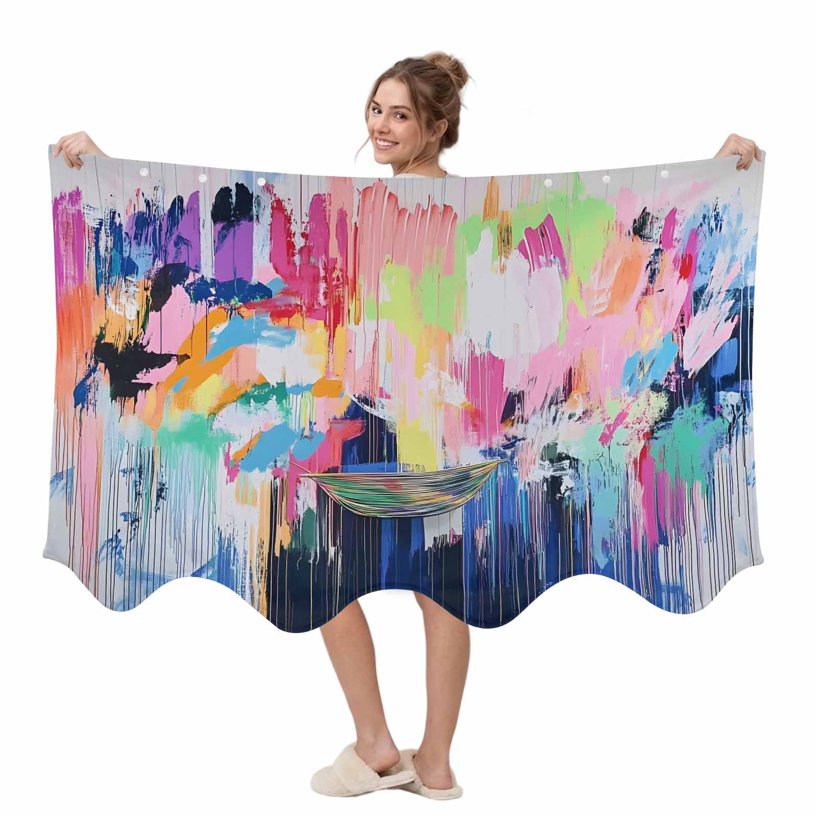 Abstract Art Wearable Blanket, Simple Theme Pink Gradient Collage Art ...