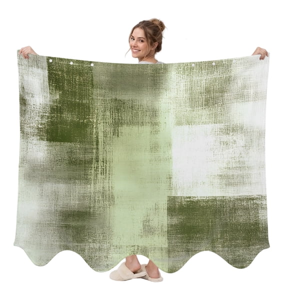 Abstract Art Wearable Blanket, Vintage Green Collage Oil Painting Texture Plush Thick Cozy Flannel Oversized Adult Throw Body Wearable Blankets with Pocket Gifts for Women Men 58x64in