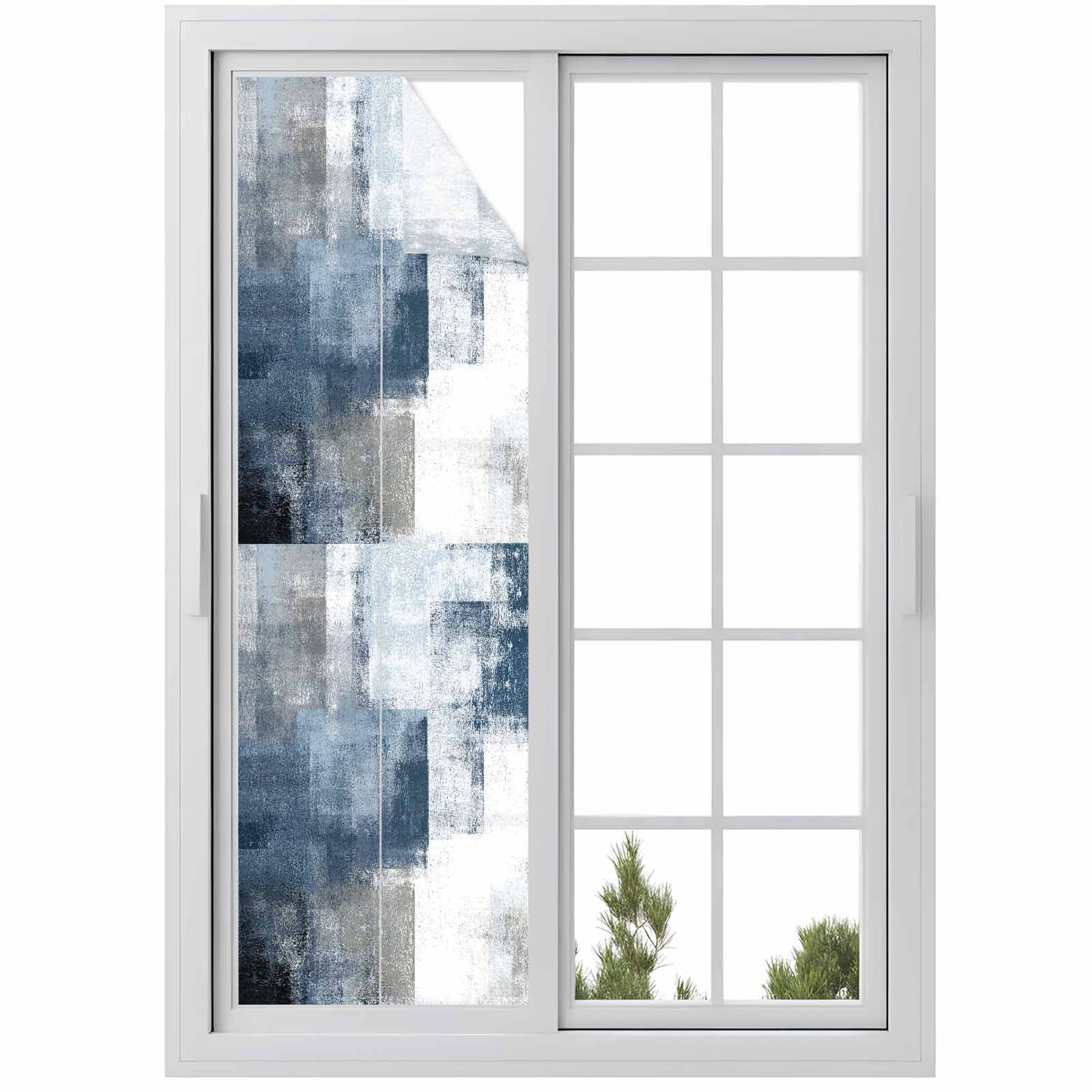 Abstract Art Window Privacy Film Gradient Dark Blue Vintage Minimalist ...
