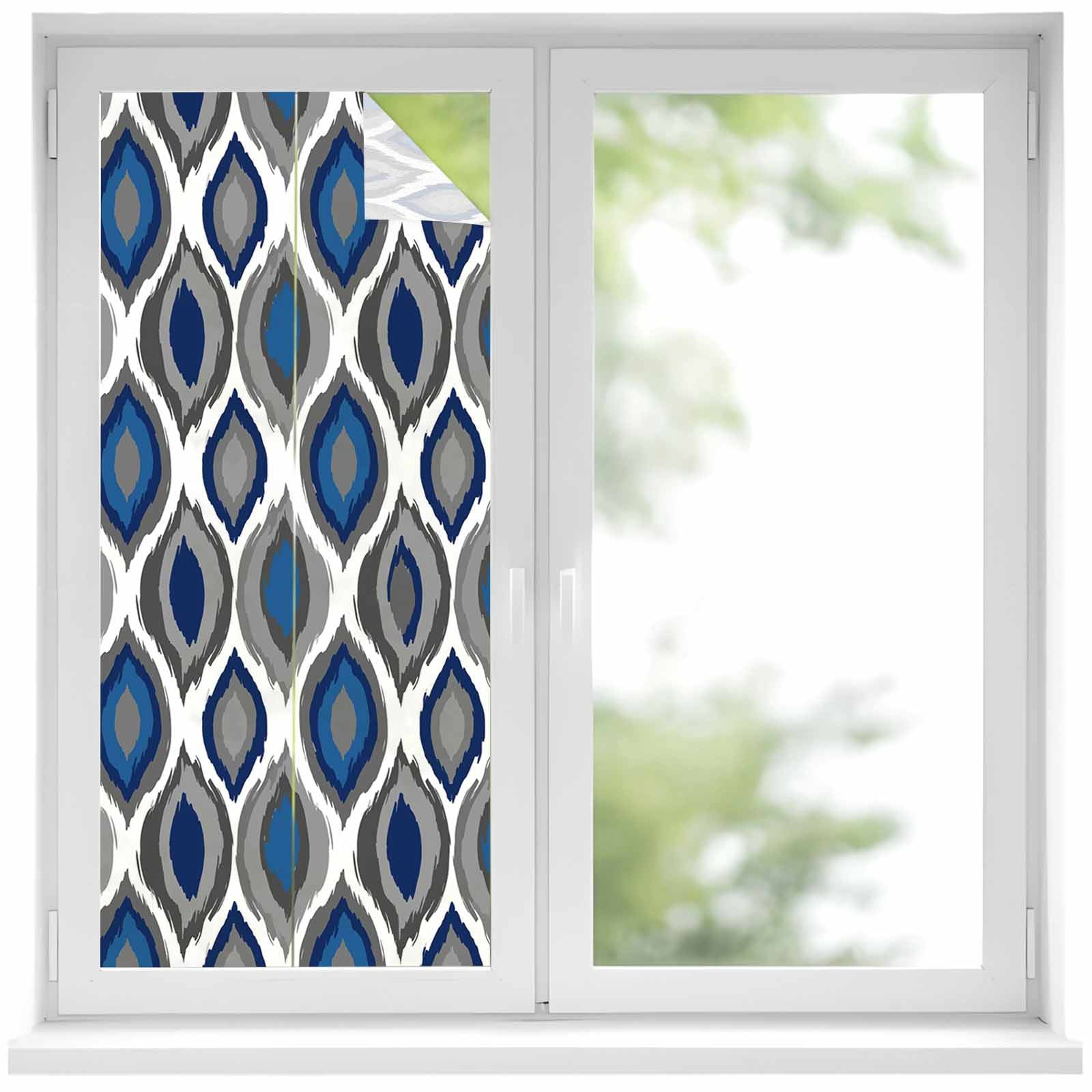 Abstract Art Window Privacy Film, Modern Diamond Patterns Blue White ...