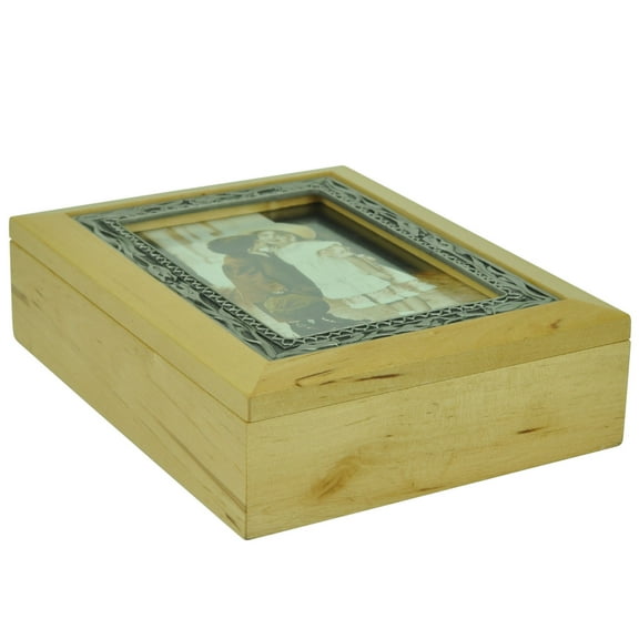 Abstract Artisan Flower Picture Frame Natural Wooden Storage Memory Box Wood