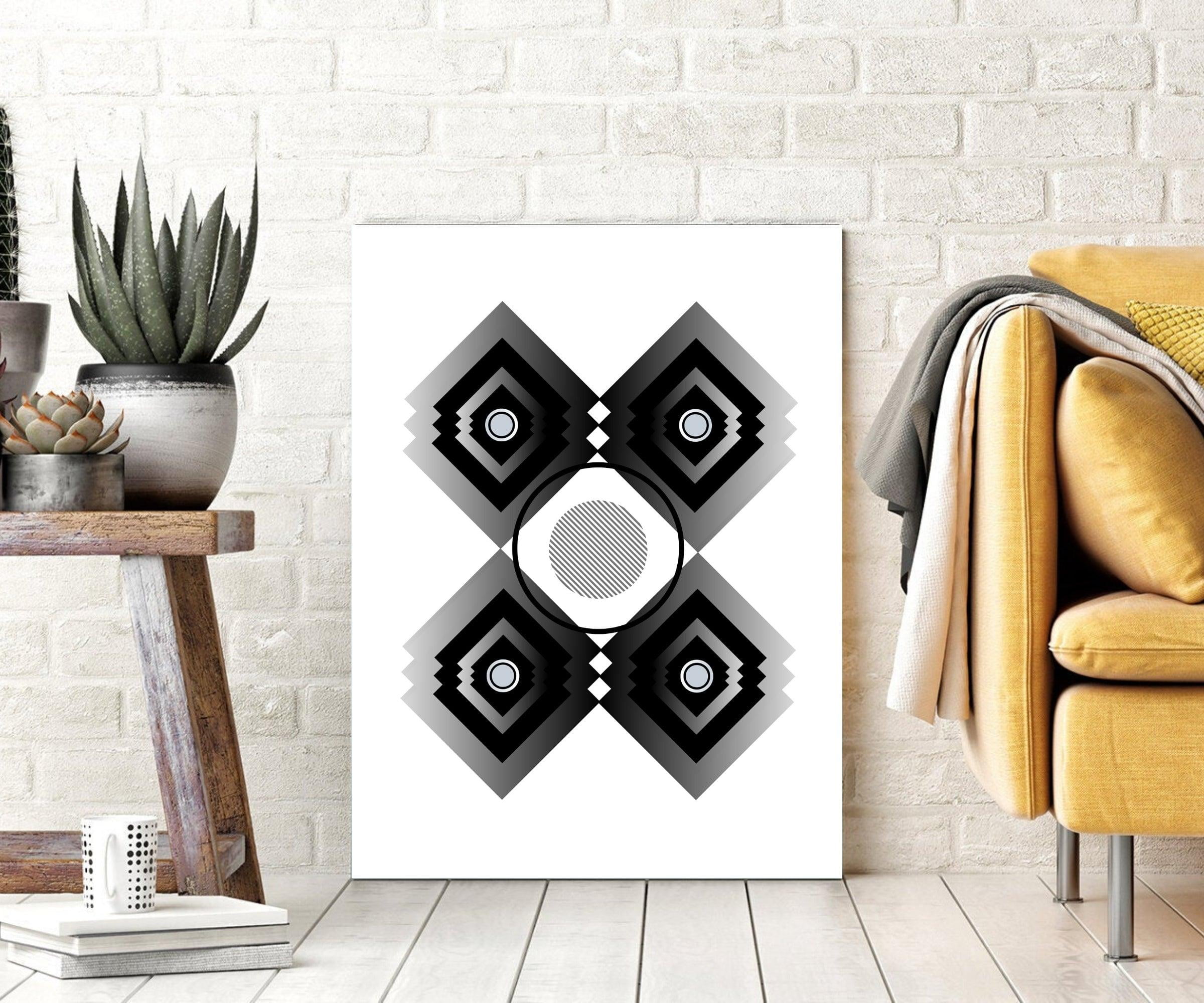Abstract Artwork Black and White Design Wall Art Wall Decor F Canvas ...