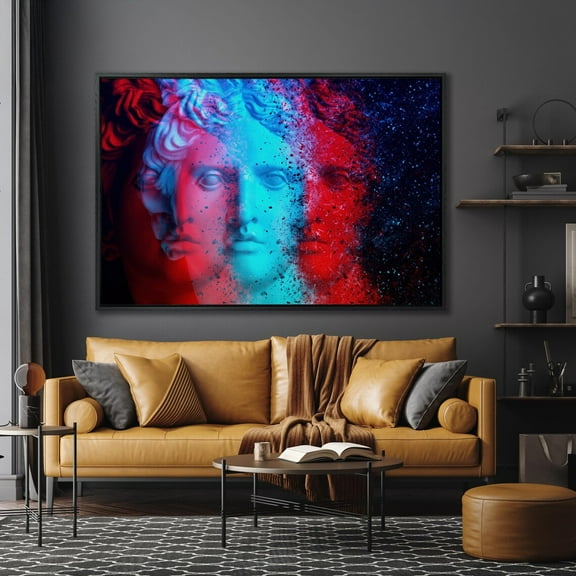 Abstract Artwork David Apollo Wall Art Glitch Art Apollo Belvedere Poster Wall Art Ancient Greek Statue Decor Poster, Unframed Canvas Size 24x36