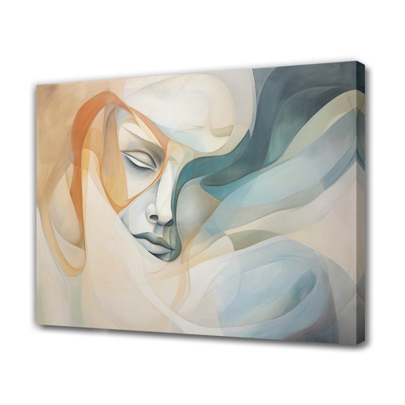 Abstract Artwork Showcases a Female Face Outline With Flowing Hair Poster Decorative Painting Canvas Wall Art Living Room Posters Bedroom Painting,Frame-style,28×41inch (70×105cm)